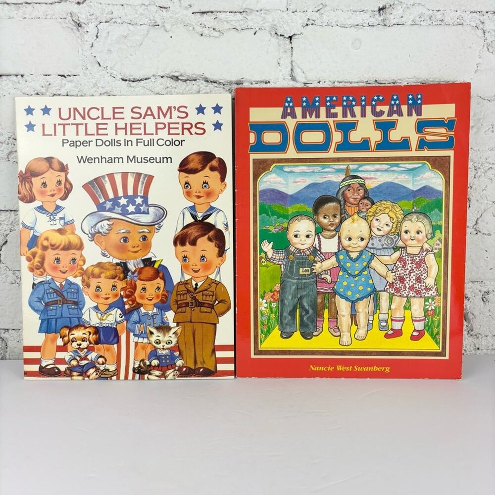 Vintage Uncle Sam's Little Helpers Paper Dolls & American Dolls Color Book